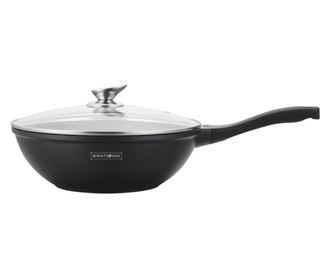 Уок тиган Royalty Line RL-BW30M, 30см, Мраморно покритие, Индукция, Мека дръжка, Черен