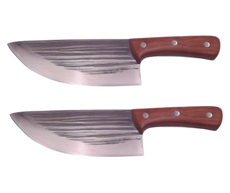 Két darab IdeallStore® konyhai kés készlet, kézzel készített, Destiny Blade, 31,5 cm, rozsdamentes acél, barna