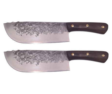 Két darab IdeallStore® szakácskés készlet, kézzel készített, Ancient Blade, 29,5 cm, rozsdamentes acél, barna színű