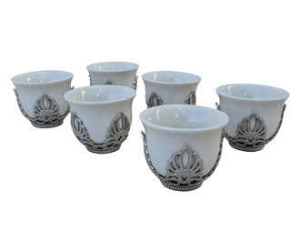 Set 6 cesti cafea turceasca, 50 ml x 6, Ø6xh5 cm, argintiu, EHA