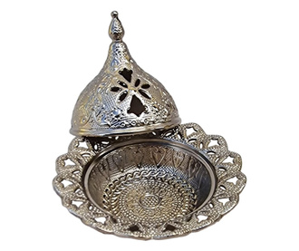 Tavita rotund, traditional stil ottoman cu capac din zamac, Ø7xh5.5 cm, EHA - Argintiu
