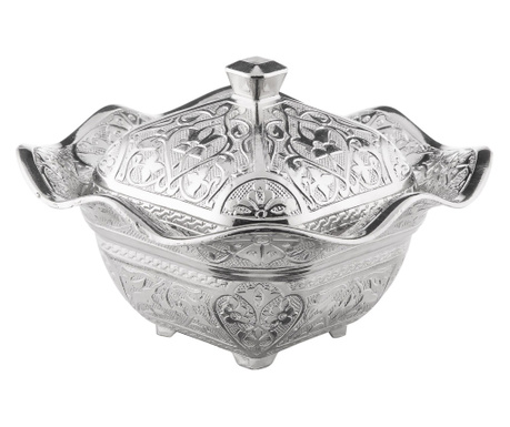 Традиционна купа в османски стил с капак от замък, I11.5xl11.5Xh7.5 cm, EHA - Silver