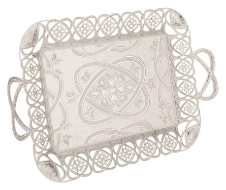 Tavita dreptunghiulara stil Ottoman din zamac, I43Xl21xH3 cm, EHA - Argintiu