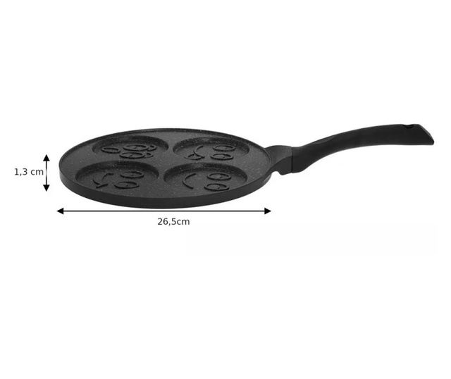 Тиган за мини палачинки с мраморно покритие Kinghoff KH 1666, 26.5 см, Индукция, Черен