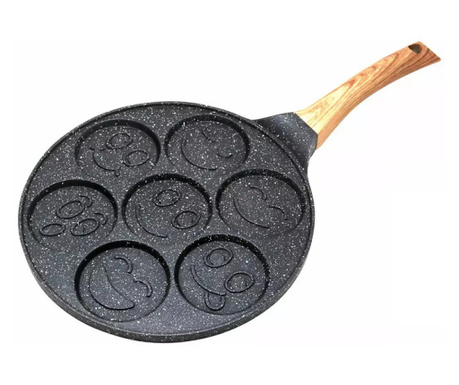 Тиган за мини палачинки с мраморно покритие Kinghoff KH 1667, 26.5 см, Индукция, Черен