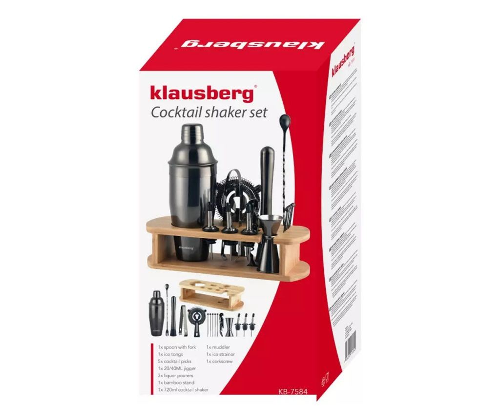 Комплект за коктейли Klausberg KB 7584, 17 части, Бамбукова стойка, Графит - 7