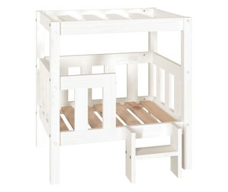 Кучешко легло, бяло, 65,5x43x70 см, борова дървесина масив