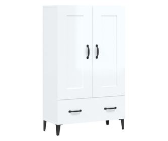 magasfényű fehér szerelt fa tálalószekrény 70 x 31 x 115 cm