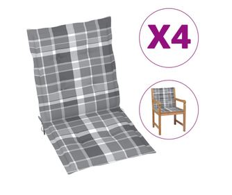 Jastuci za vrtne stolice 4 kom sivi karirani 100x50x3cm tkanine