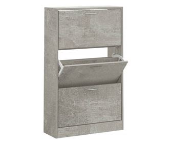 betonszürke szerelt fa cipőszekrény 63x24x103 cm