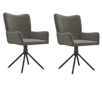 Vrtljiv jedilni stol 2 kosa temno siv žamet