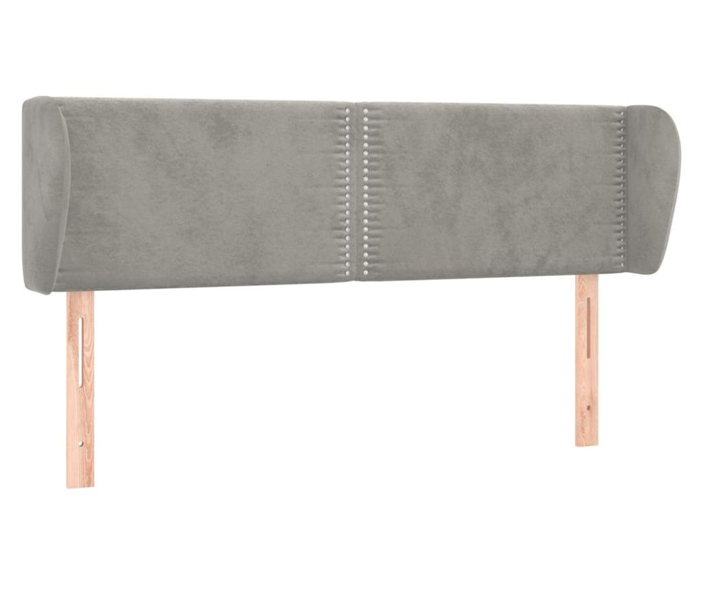 Uzglavlje s ušima svjetlosivo 147x23x78/88 cm baršunasto 