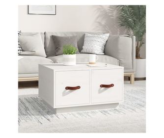 Τραπεζάκι σαλονιού, λευκό, 60x53x35 εκ., μασίφ ξύλο πεύκου