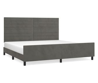 Рамка за легло с табла, тъмносива, 200x200 см, кадифе