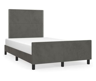 Рамка за легло с табла, тъмносива, 120x200 см, кадифе