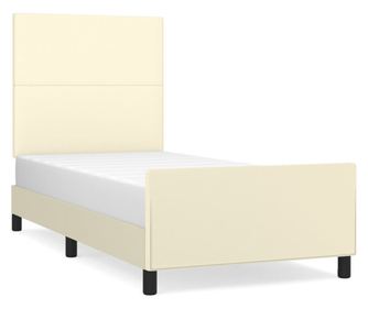 Рамка за легло с табла, кремава, 90x200 см, изкуствена кожа