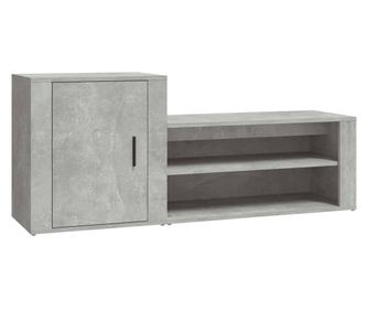 betonszürke szerelt fa cipőszekrény 130x35x54 cm