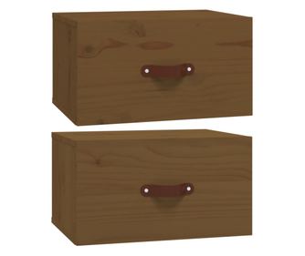 2 db mézbarna falra szerelhető éjjeliszekrény 40 x 29,5 x 22 cm
