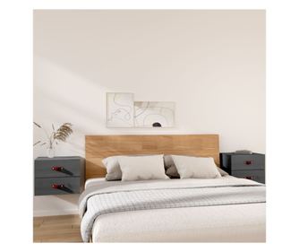 Falra szerelhető éjjeliszekrény, 2 db, szürke, 50x36x40 cm