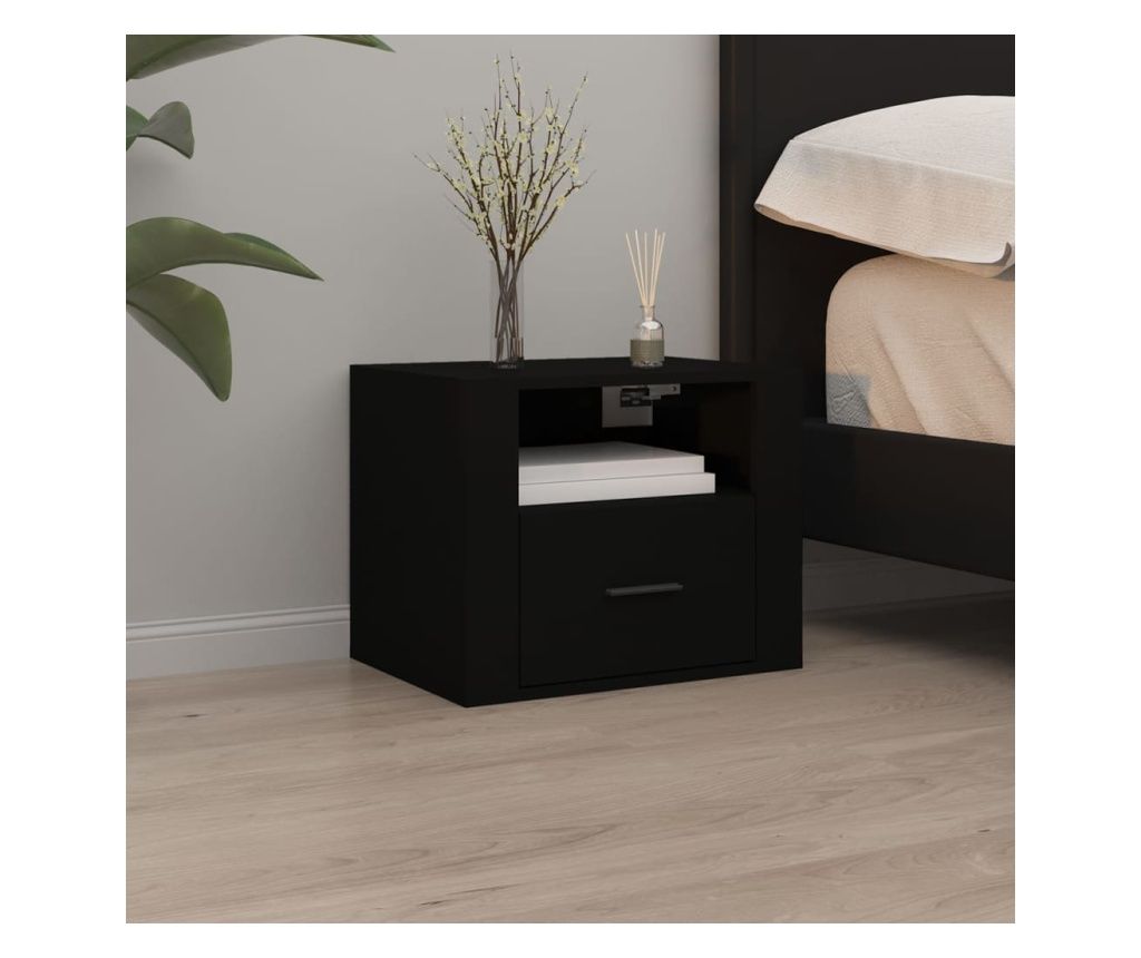 Noptiere de perete, negru, 50x36x40 cm