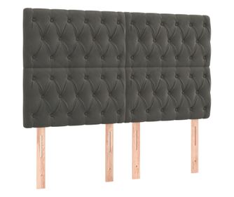 Posteljno vzglavje 4 kosa temno siv 80x7x78/88 cm žamet