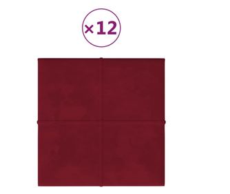 12 db bordó bársony fali panel 30 x 30 cm 1,08 m²