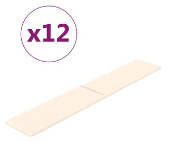 12 db krémszínű bársony fali panel 90x15 cm 1,62 m²