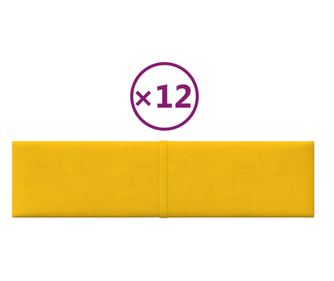 12 db sárga bársony fali panel 60 x 15 cm 1,08 m²