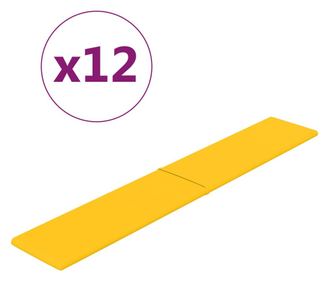 12 db sárga bársony fali panel 90x15 cm 1,62 m²