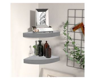 Kutne police za zid, 2 kom., betonski sivi, 25x25x3,8 cm, MDF