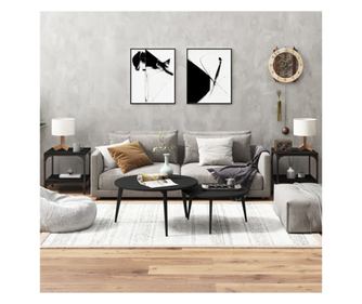 Πλαϊνά τραπέζια, 2 τεμ, μαύρο, 40x40x40 εκ., επεξεργασμένο ξύλο