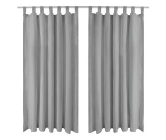 Mikro Satenske Zavjese 2 kom s Tregerima 140x225 cm Sive