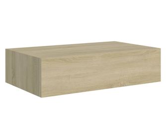 tölgyszínű falra szerelhető fiókos polc 40 x 23,5 x 10 cm