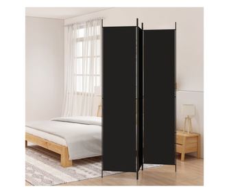 Hromrszes fekete szobaelvlaszt, 150x220 cm, textil