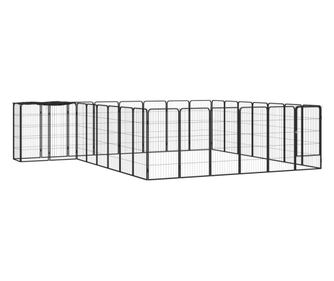 Pasja ograda s 30 paneli črna 50x100 cm prašno barvano jeklo