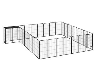 Pasja ograda s 34 paneli črna 50x100 cm prašno barvano jeklo