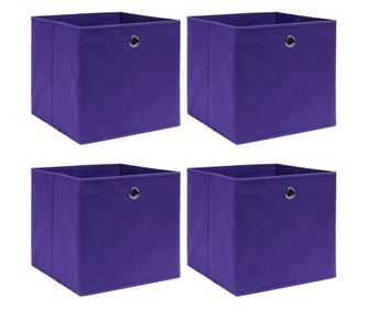 Úložné boxy 4 ks netkaná textilie 28 x 28 x 28 cm fialové