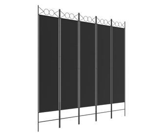 Paravan 5-delni 200x200 cm črno blago