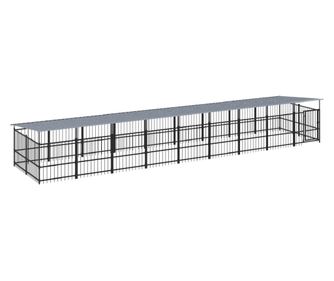 Zunanji pasji boks s streho jeklen 16,89 m²