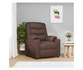 Električna masažna fotelja, smeđa, ekološka koža