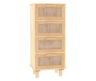 barna tömör fenyő/természetes rattan tálalószekrény 40x30x90 cm
