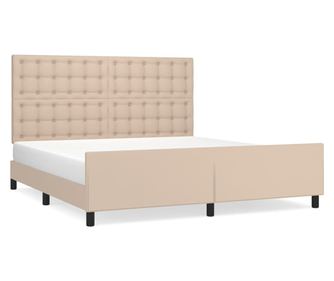 Рамка за легло с табла, капучино, 160x200 см, изкуствена кожа