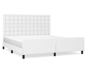 Рамка за легло с табла, бяла, 180x200 см, изкуствена кожа