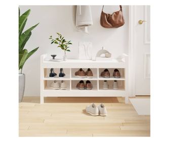 Klupa za hodnik, bijela, 110x40x60 cm, masivno borovo drvo