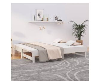 Разтегателно канапе, бяло, 2x(80x200) см, масивна борова дървесина