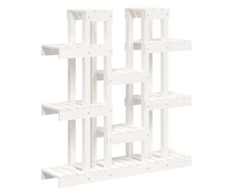 Поставка за цветя, бяла, 104,5x25x109,5 см, бор масив