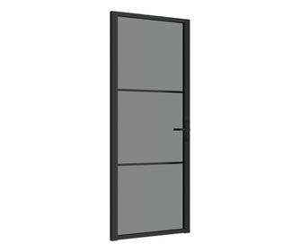 Notranja vrata 83x201,5 cm črno ESG steklo in aluminij