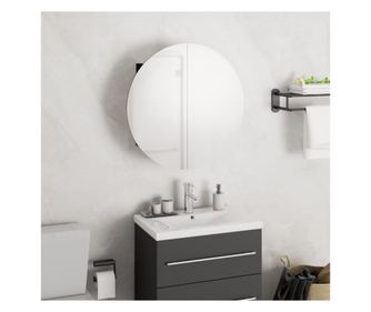 LED kerek fürdőszobai tükrös szekrény, fekete, 40x40x17,5 cm