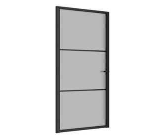 Notranja vrata 102,5x201,5 cm črno mat steklo in aluminij