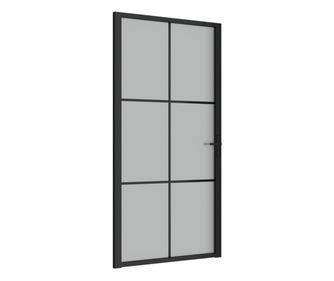 Notranja vrata 102,5x201,5 cm črno mat steklo in aluminij